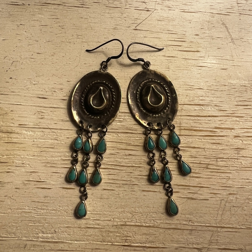 Handmade Sterling Silver & Genuine Turquoise Earrings